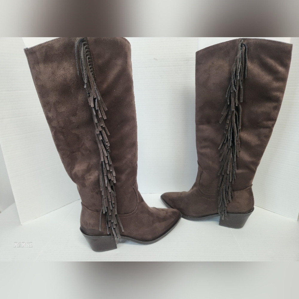 Universal Thread Patsy Fringe Boots Brown Womens 8 - image 1
